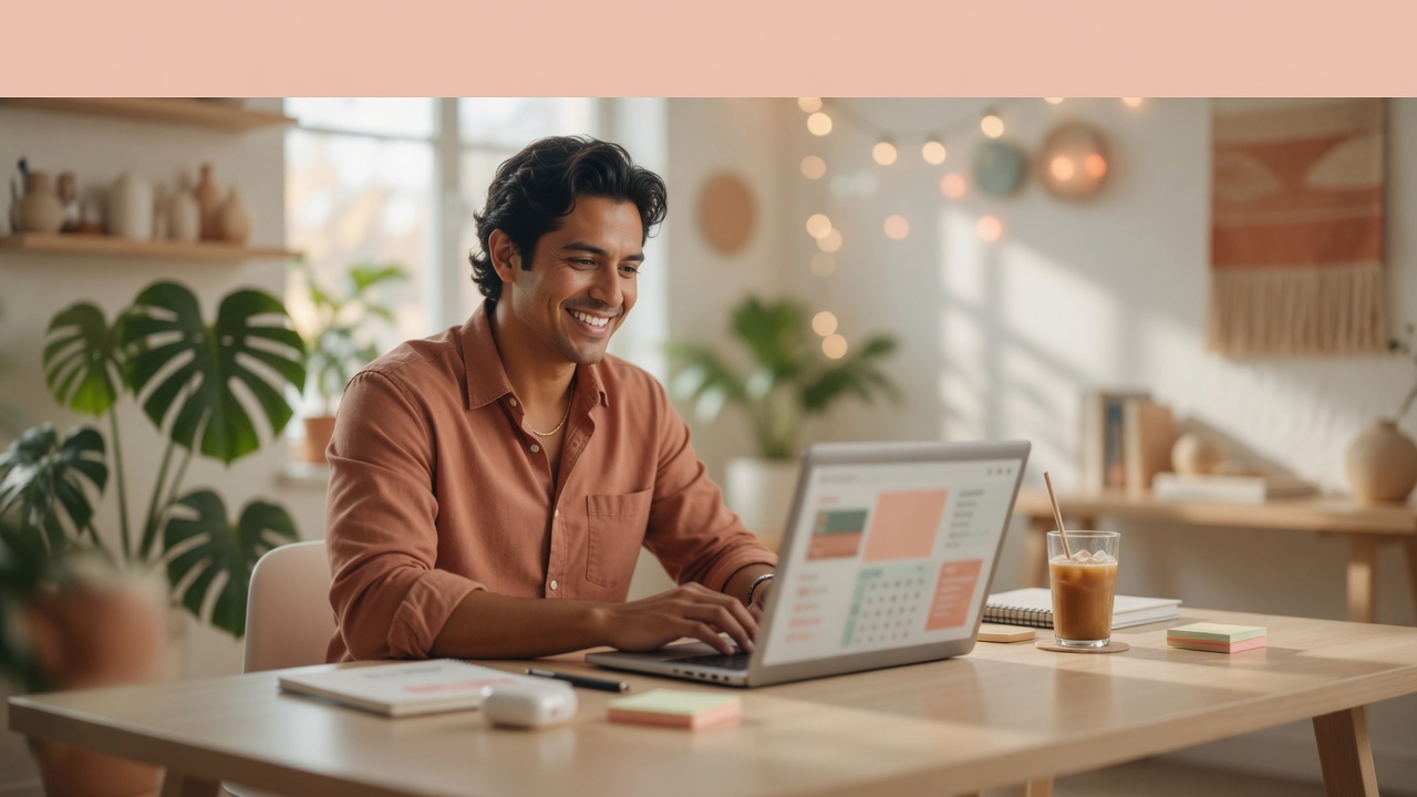 Creador programando publicaciones en su escritorio
